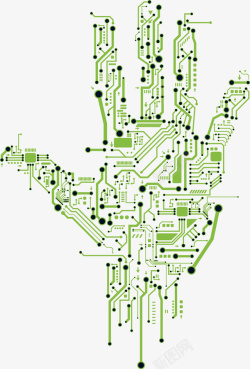数码产品电子元件图绿色手掌线路图矢量图高清图片