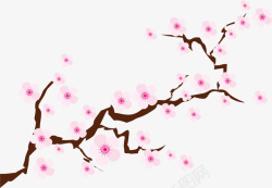 粉色中国风花枝植物素材