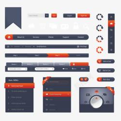 导航条菜单矢时黑灰色网页模板图标高清图片