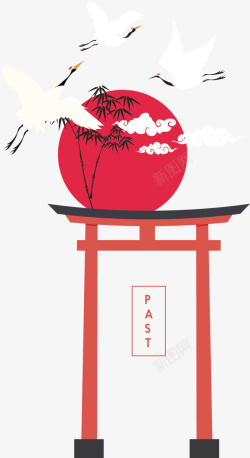 手绘红色中国风绘画矢量图素材