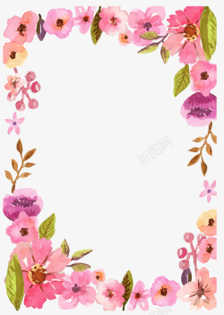 手绘粉色花朵边框矢量图素材