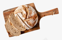 砧板上切开带裂纹的面包俯视图素材