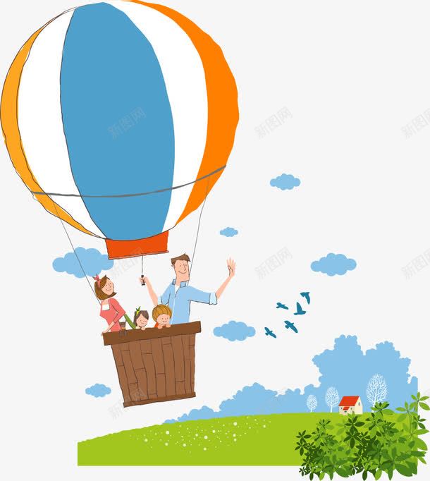 手绘在氢气球上的一家四口矢量图eps免抠素材_88icon https://88icon.com 卡通人物 家庭 氢气球 矢量图