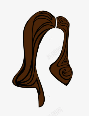 长发卷发女士发型标漫画风格女士发型图标图标