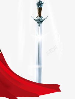 宝剑出鞘亮剑红绸广告宣传高清图片