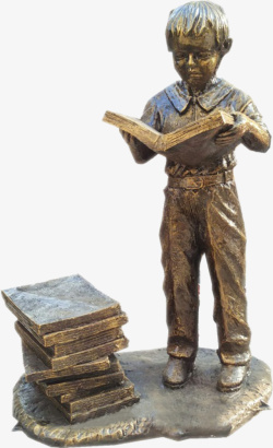 读书的小铜人雕塑图素材