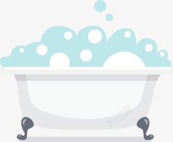浴缸泡澡卡通白色浴缸和泡泡高清图片