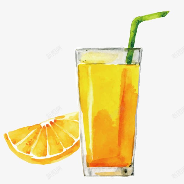 手绘橙汁png免抠素材_88icon https://88icon.com 橙汁 橙色果汁 玻璃杯 食物 饮品 饮料