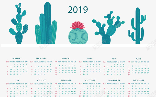 可爱仙人掌日历模板矢量图ai免抠素材_88icon https://88icon.com 2019日历 仙人掌 仙人掌日历 日历 矢量png 矢量图