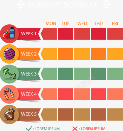 彩色健身锻炼表格矢量图素材