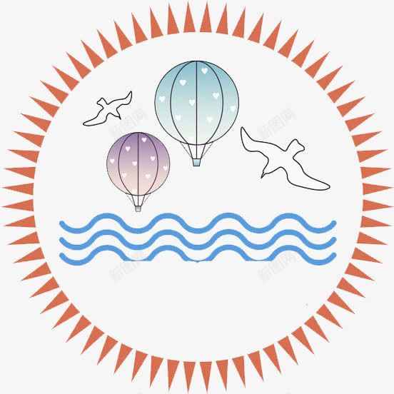 圆形标签png免抠素材_88icon https://88icon.com 卡通 圆形 手绘 标签 氢气球 水彩 波浪线 海鸥 锯齿