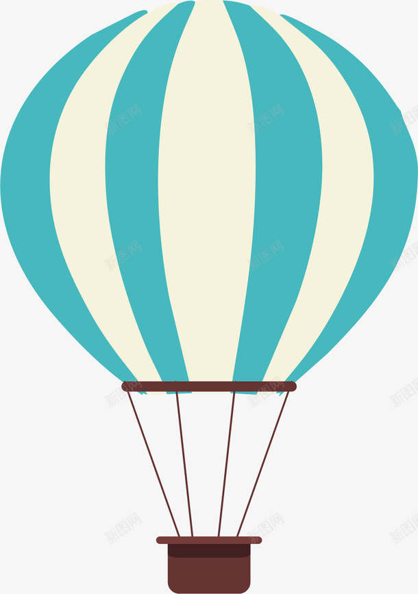蓝白色条纹卡通热气球png免抠素材_88icon https://88icon.com 卡通风格 条纹 炫彩热气球 炫彩风格 矢量热气球 蓝白色