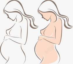 手绘线条母亲孕妇素材