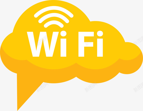 黄色wifi云朵标签png免抠素材_88icon https://88icon.com wifi 世界电信日 云朵标签 信号 无线网 移动网络 网络