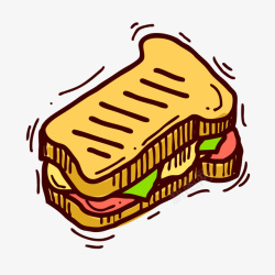 三明治西餐宣传卡通手绘矢量图素材