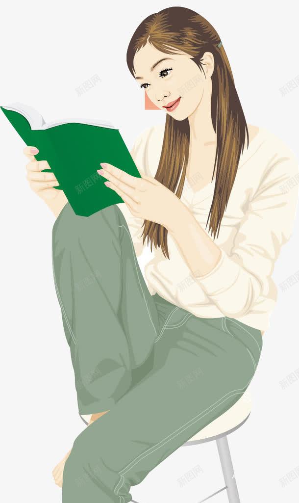 看书的女人png免抠素材_88icon https://88icon.com PNG免费素材 坐着看书的女人 坐着读书 大学生读书 绿色的书本 美丽的女人 读书的人