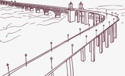 手绘南京大桥素材