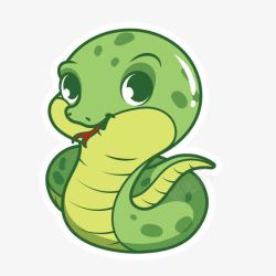 手绘卡通绿色可爱小蛇素材