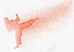 粒子风格奔跑跆拳道粒子运动员元素高清图片
