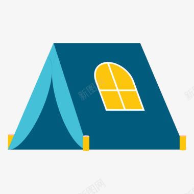 民宿建筑蓝色几何三角形帐篷元素图标图标