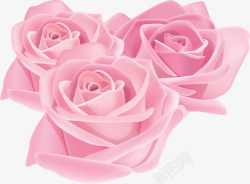 手绘粉色三朵玫瑰花素材