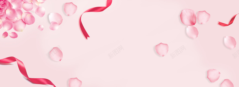 粉红花瓣浪漫情人节海报背景背景