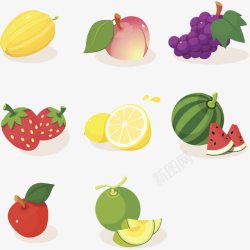西瓜片卡通8种夏日水果高清图片