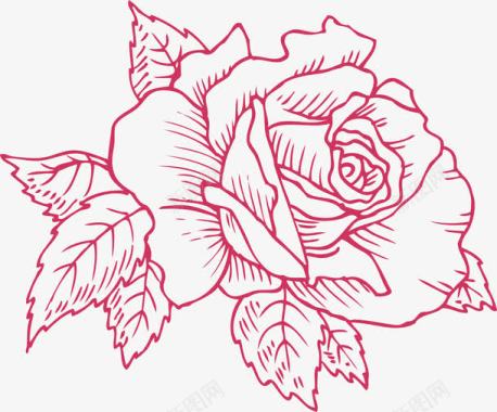 手绘玫瑰花图标图标