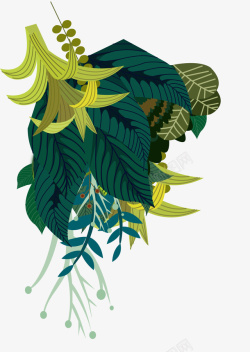 卡通手绘绿色小清新装饰边框植物矢量图素材