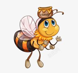 简洁蜂蜜罐子卡通可爱小蜜蜂高清图片