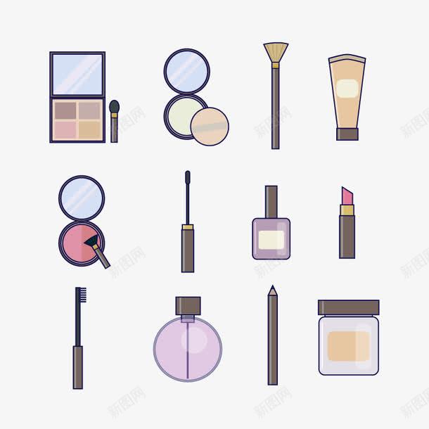 女性化妆工具矢量图ai免抠素材_88icon https://88icon.com BB霜 化妆品 化妆镜 卸妆油 卸妆液 口红 手绘 睫毛膏 笔刷 粉底液 粉饼 装饰矢量图 矢量图