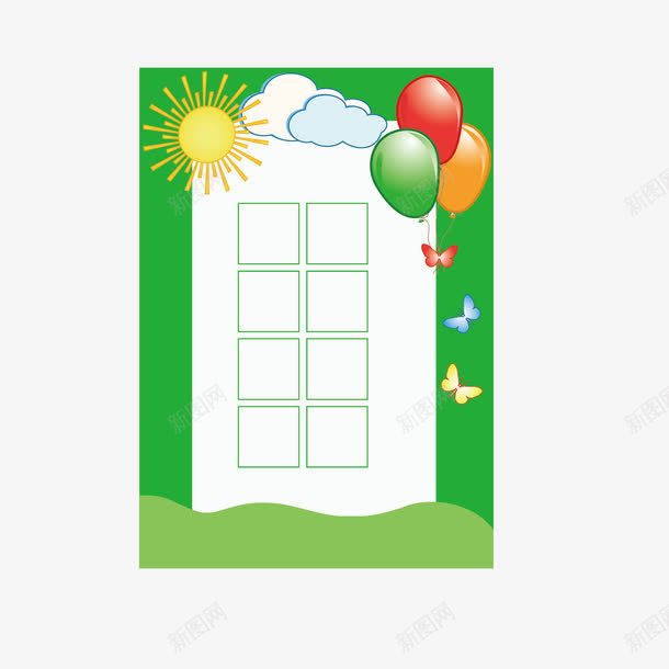 气球绿色边框png免抠素材_88icon https://88icon.com 卡通 卡通表格 气球 窗户 绿色 边框