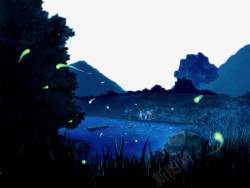 夜晚的草地萤火虫的夜高清图片