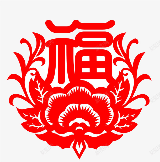 花瓣上的福字红色剪纸png免抠素材_88icon https://88icon.com 中国文化 剪纸 卡通 喜庆 手绘 福字 窗花 花瓣