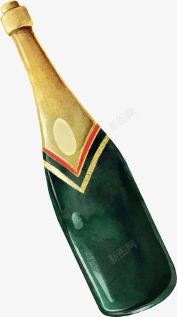 新年红酒新年庆祝水彩香槟高清图片