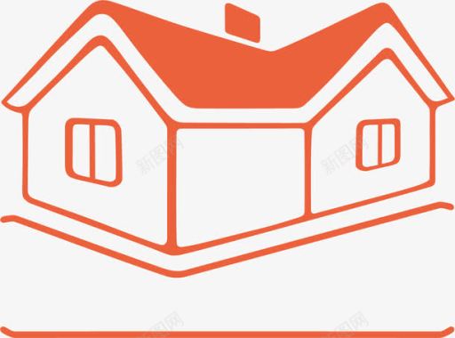 小房子免抠橙色卡通手绘小区商店图标图标