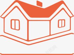 橙色房子橙色卡通手绘小区商店图标高清图片