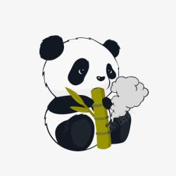 卡通柱子熊猫吃竹子卡通手绘图高清图片
