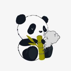 panda熊猫吃竹子卡通手绘图高清图片