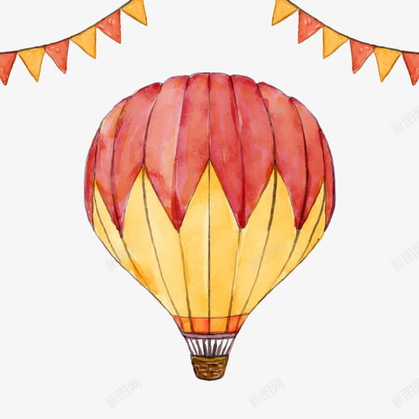 彩绘空中的热气球png免抠素材_88icon https://88icon.com 卡通热气球 彩旗 手绘热气球 文案背景 背景装饰