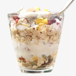 早餐机酸奶水果麦片酸奶杯高清图片