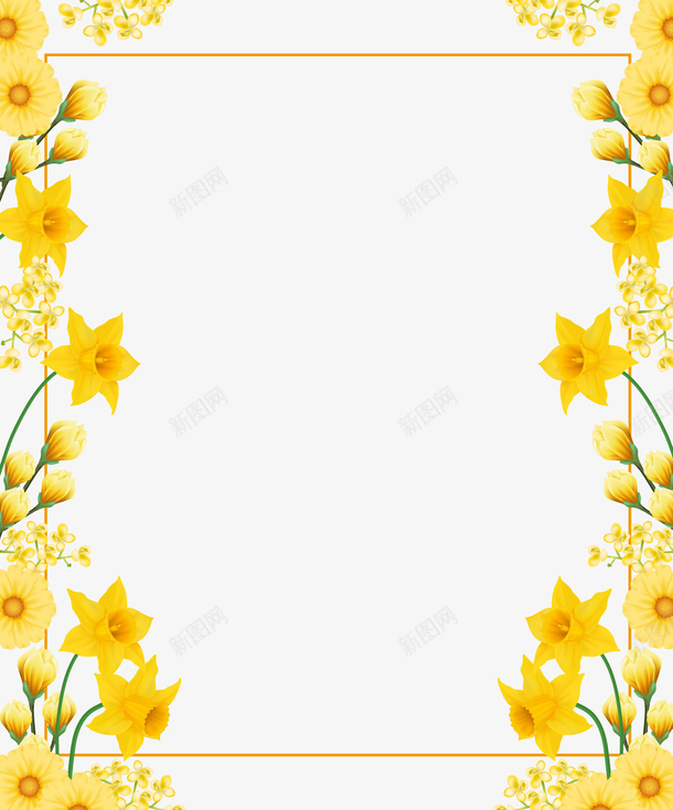 黄色迎春花png免抠素材_88icon https://88icon.com PNG免抠图下载 植物 花卉 花框 装饰 边框