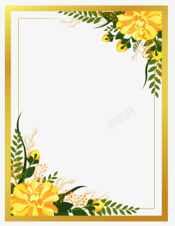 婚礼请帖黄色花朵矢量图素材