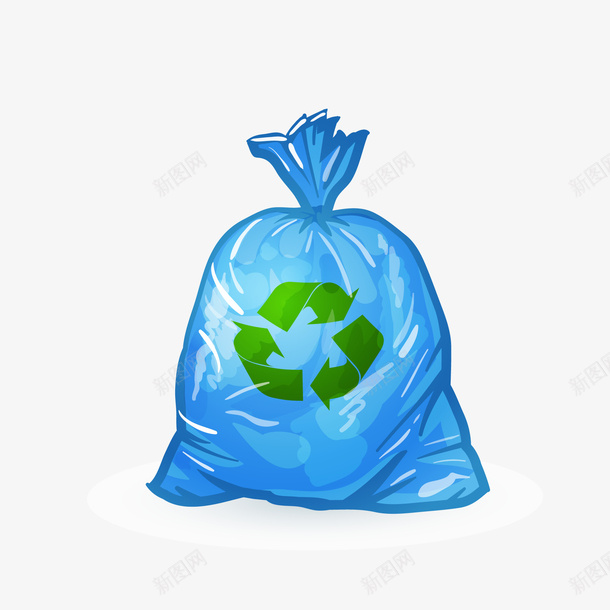 可回收垃圾矢量图ai免抠素材_88icon https://88icon.com 卡通 可回收 垃圾分类 垃圾袋 蓝色 矢量图