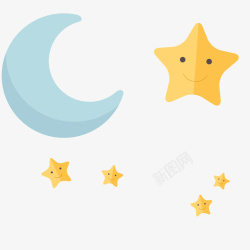 晚安月亮夜晚的月亮星星高清图片