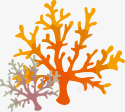 手绘海洋动植物彩色珊瑚树素矢量图素材
