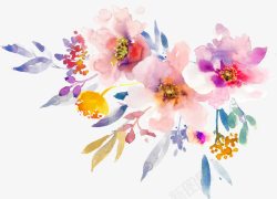手绘水彩春天花朵素材