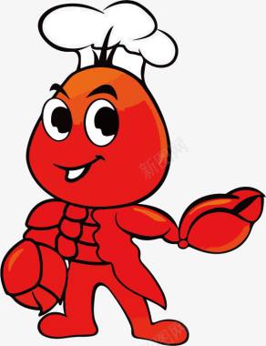 红色大苹果龙虾厨师图标图标