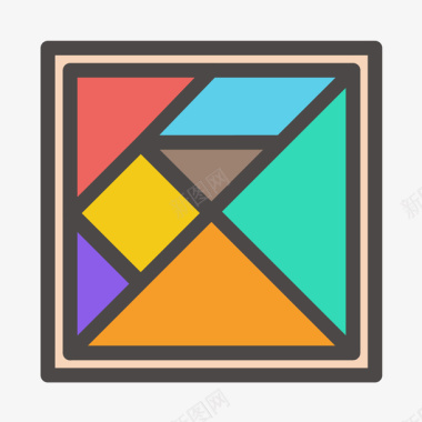 多彩几何元素彩色扁平化几何七巧板元素图标图标