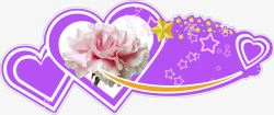 手绘紫色爱心粉色康乃馨花朵素材
